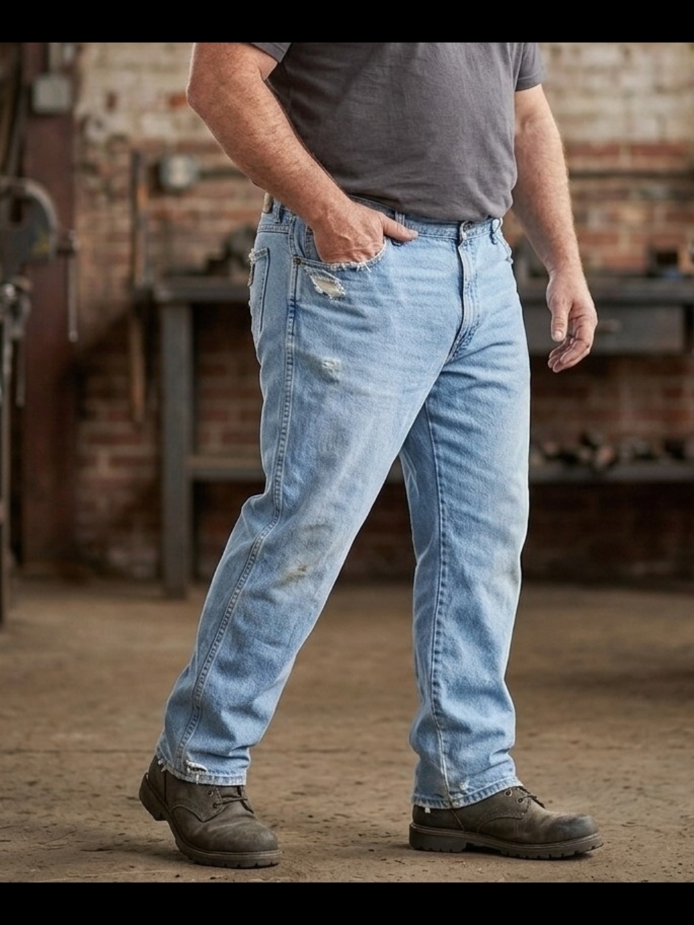 Wrangler Men's Big & Tall Distressed Jeans 50x30 Worn-In Authentic Look GUC